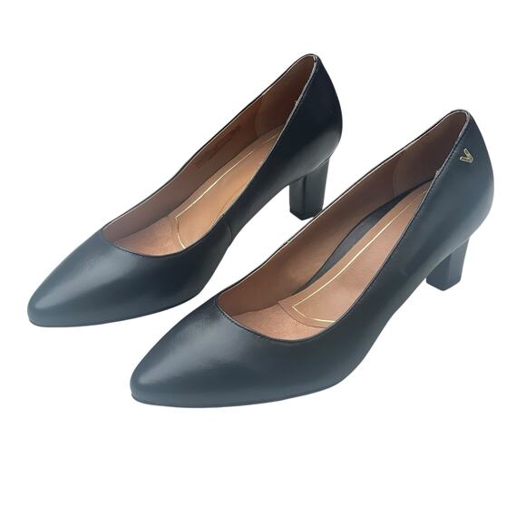 NEW! Vionic Mia Black Leather Heels Size 9 Orthotic Arch Support Comfort Pumps - Picture 13 of 14